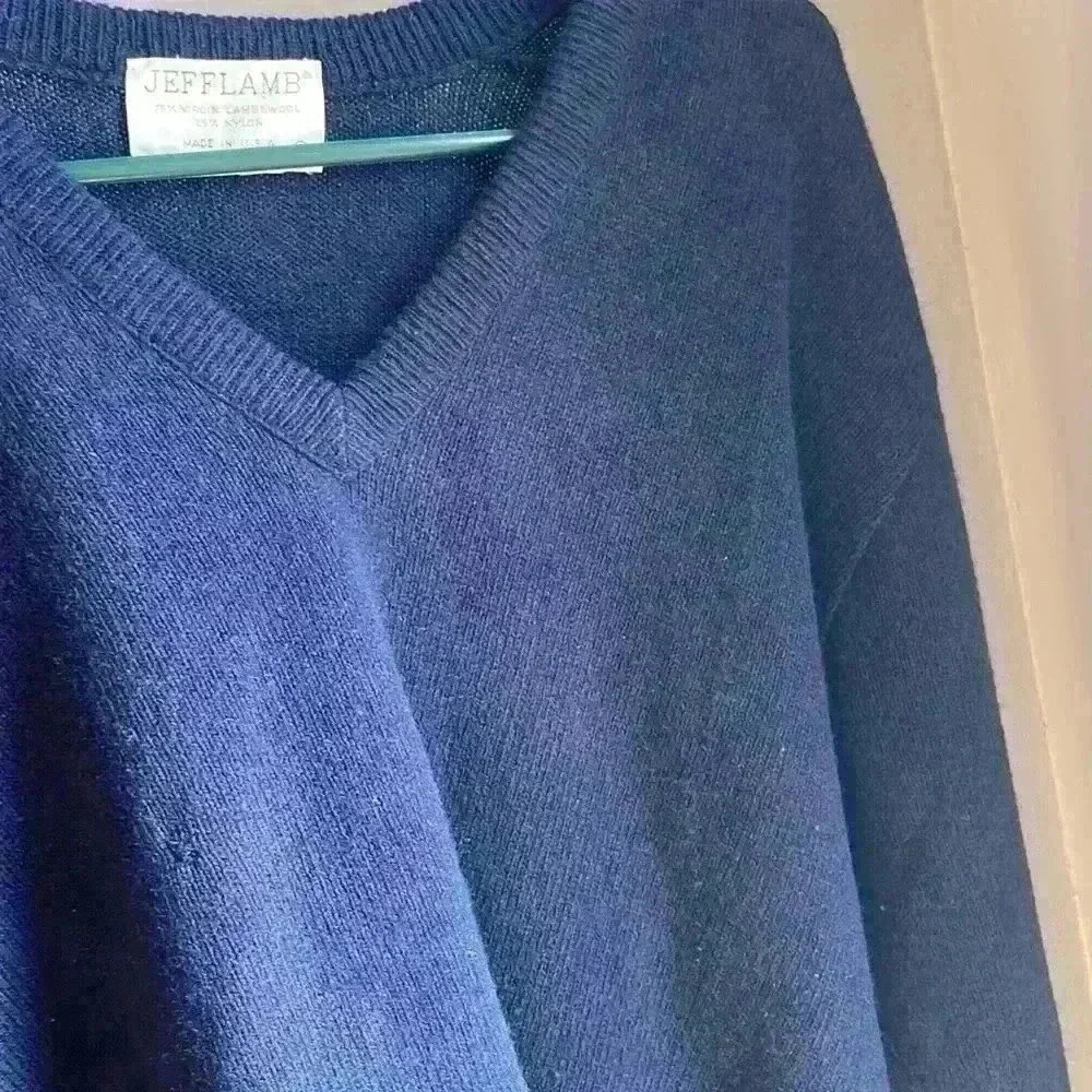 Slouchy, cozy navy blue v neck sweater size L
